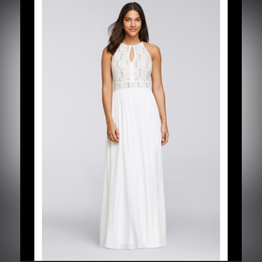 White Lace Halter Prom Dress - Elegant Floor-Length Gown